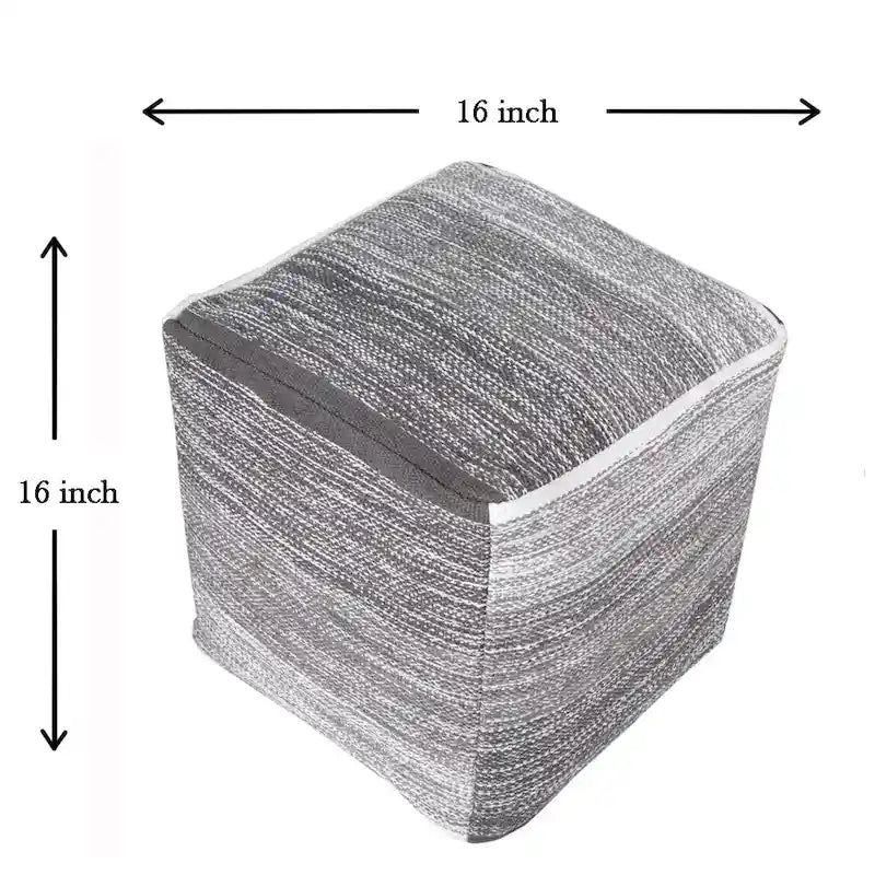 Distressed Gradation Grey Pouf Ottoman