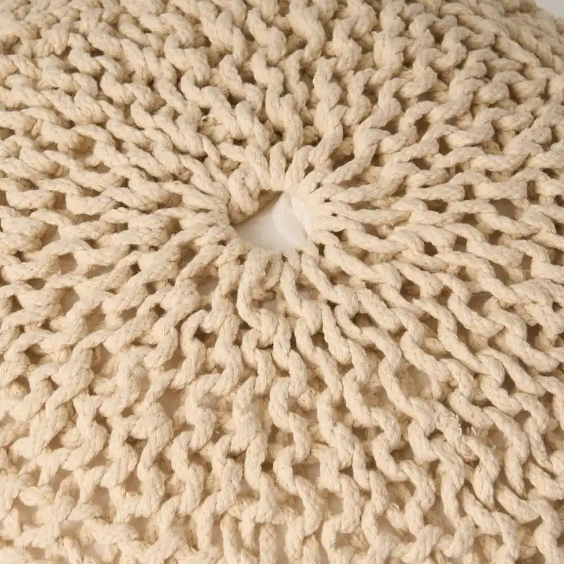 Pouf rond tricoté pour intérieur et extérieur