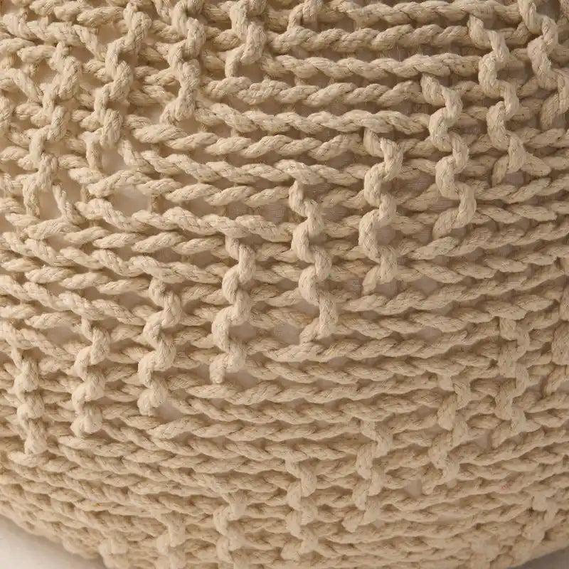 Pouf rond tricoté pour intérieur et extérieur