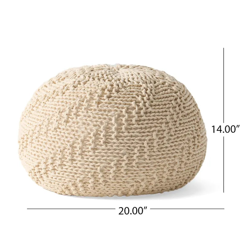 Pouf rond tricoté pour intérieur et extérieur