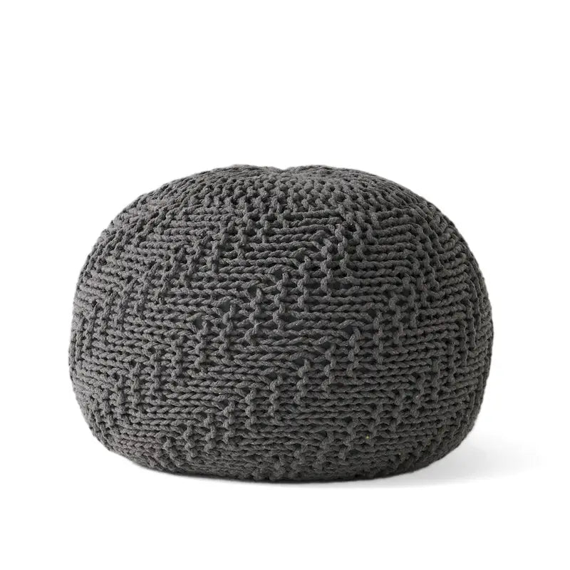Pouf rond tricoté pour intérieur et extérieur