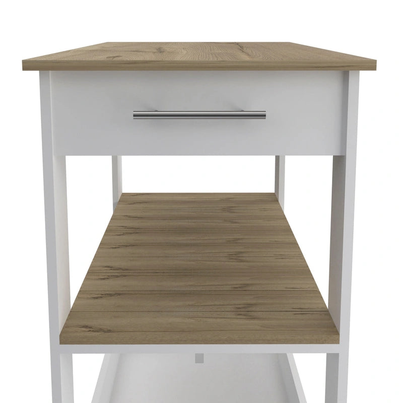 46-Inch Kitchen Island with 2 Drawers and Locking Casters