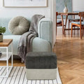 Pouf ottoman carré en tissu avec surpiqûres bicolores