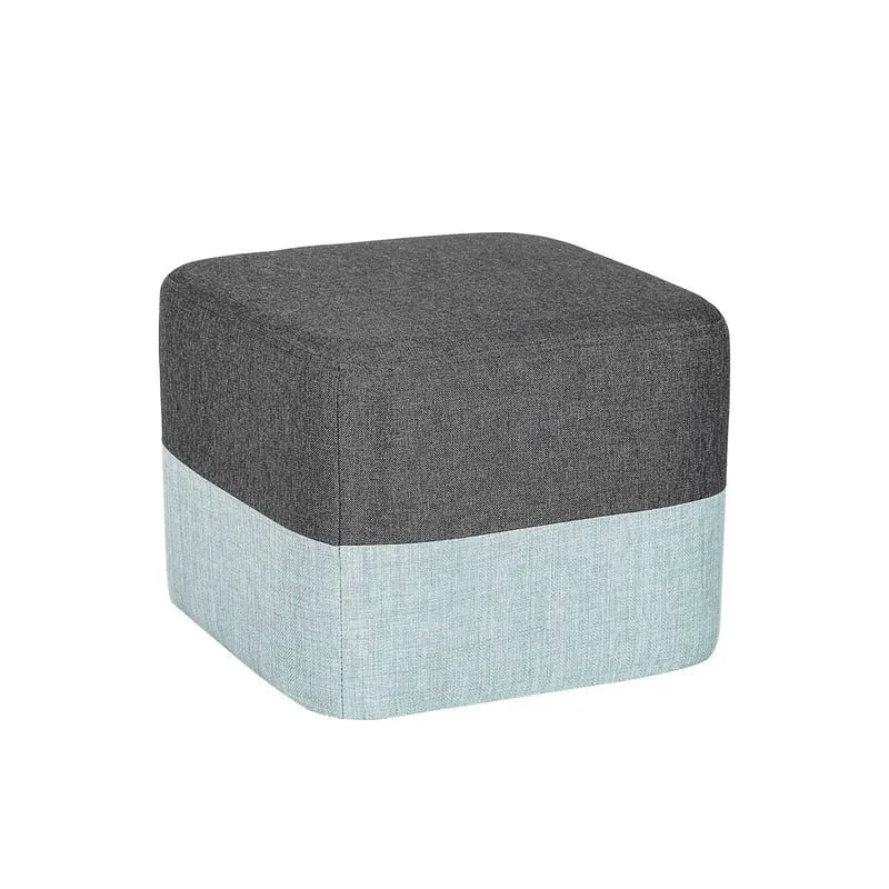 Pouf ottoman carré en tissu avec surpiqûres bicolores