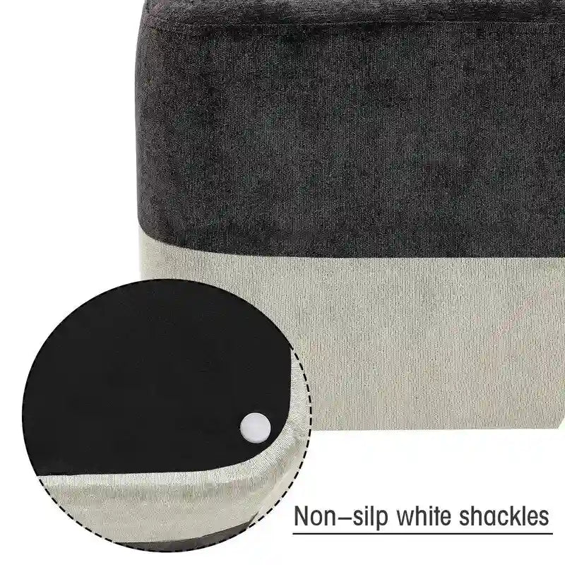Pouf ottoman carré en tissu avec surpiqûres bicolores