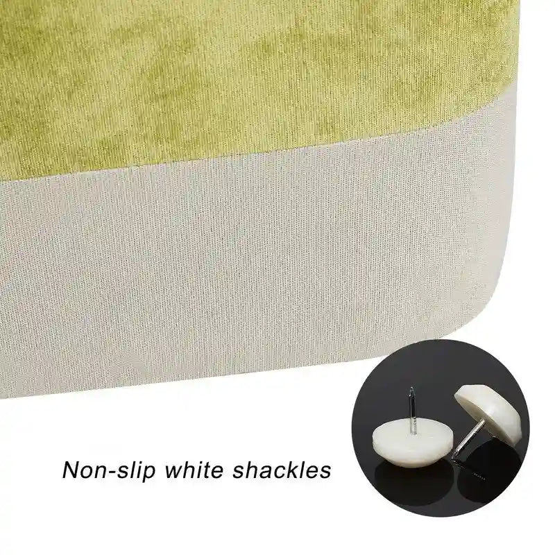 Pouf ottoman carré en tissu avec surpiqûres bicolores