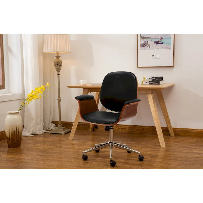 Faux Leather Mid-Century Office Chair
