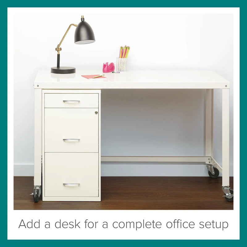18" Deep 3-Drawer Organizer File Cabinet - Off-White