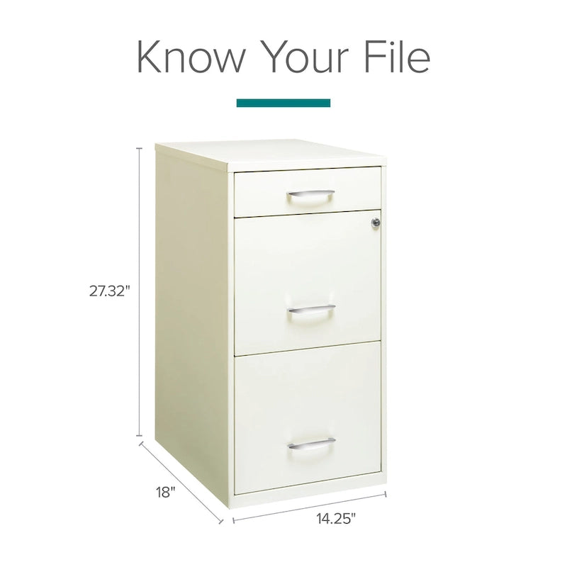 18" Deep 3-Drawer Organizer File Cabinet - Off-White
