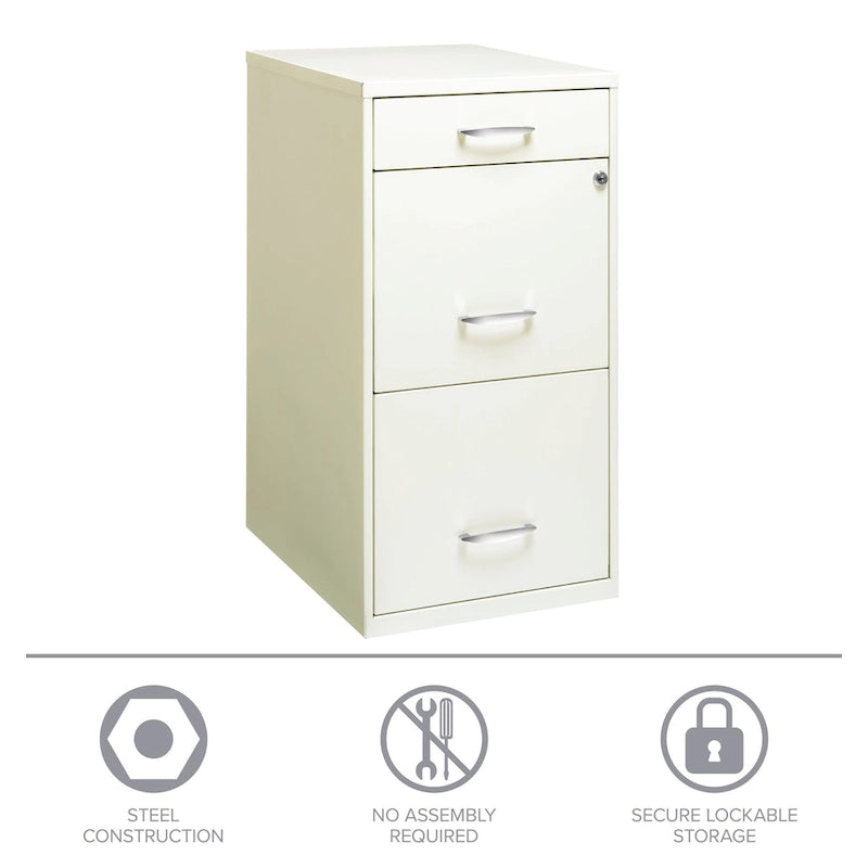 18" Deep 3-Drawer Organizer File Cabinet - Off-White