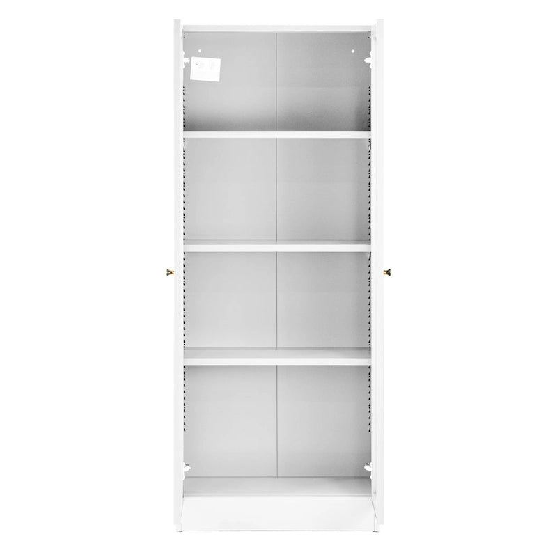 Weißer Metall-Schrank mit französischen Türen, 59 Zoll