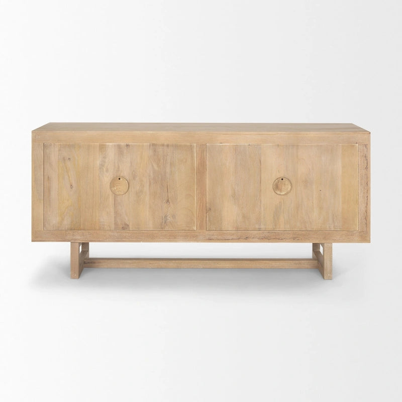 72" Solid Mango Wood 4-Door Sideboard with Cane Front
