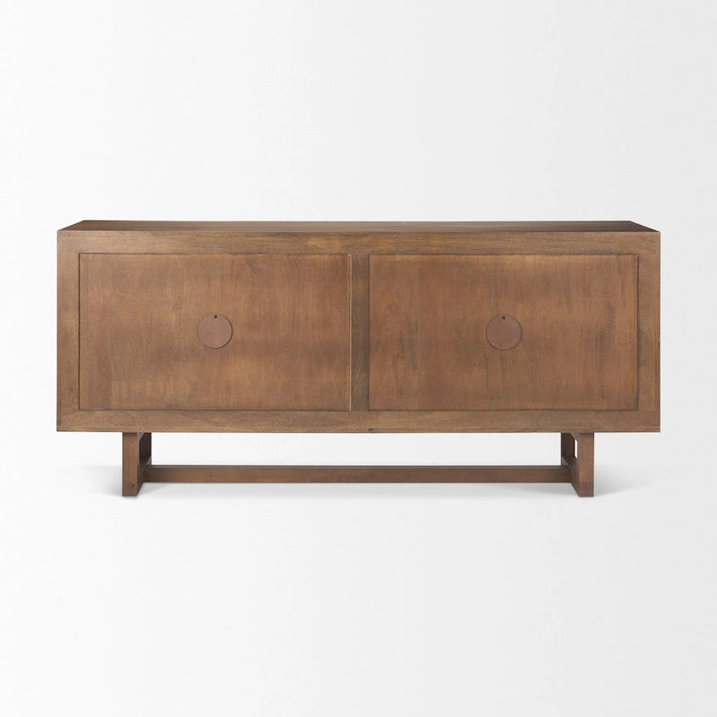 72" Solid Mango Wood 4-Door Sideboard with Cane Front