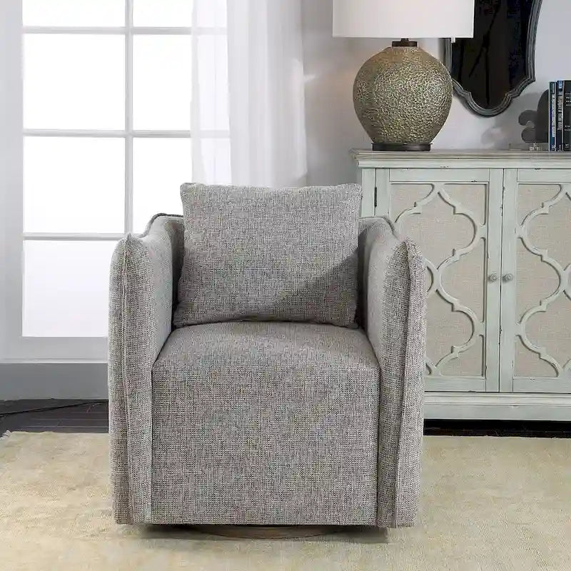 29" Wide Shelter Arm Swivel Accent Chair - Linen Blend