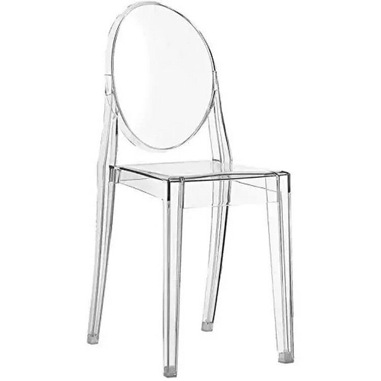 Chaise d'appoint empilable en polycarbonate parfaitement transparent - intérieur/extérieur
