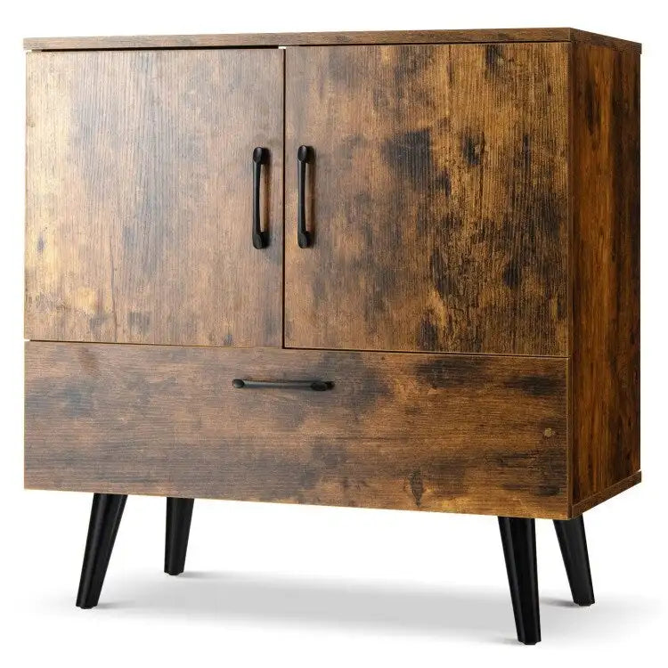 Moderner Bodenschrank mit 2 Türen und 1 ausziehbaren Schublade - 30 x 16 x 31 (L x B x H)