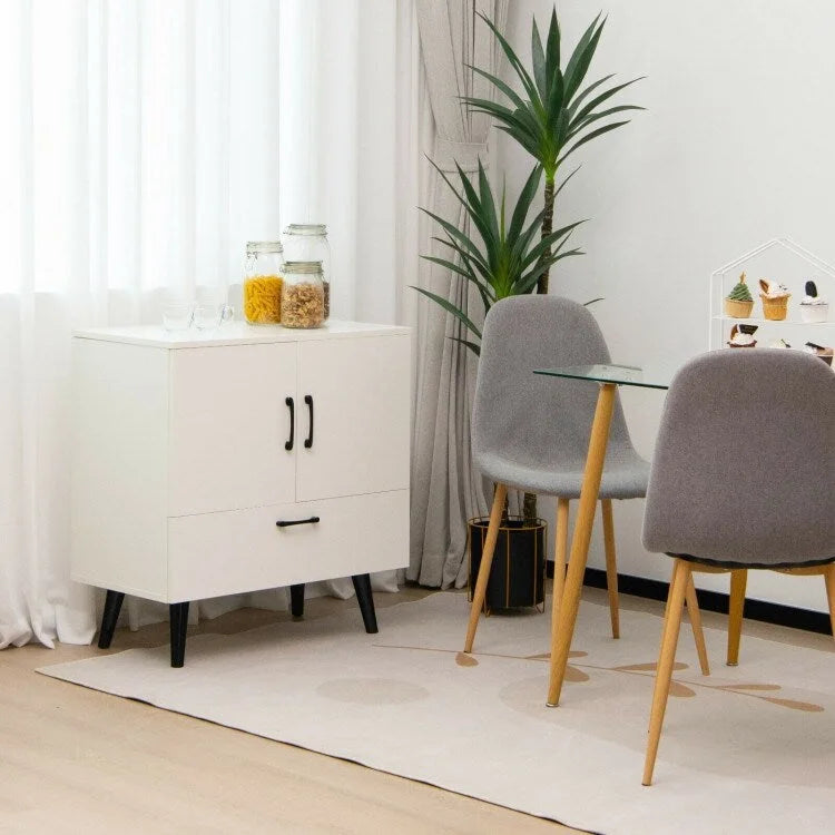 Moderner Bodenschrank mit 2 Türen und 1 ausziehbaren Schublade - 30 x 16 x 31 (L x B x H)