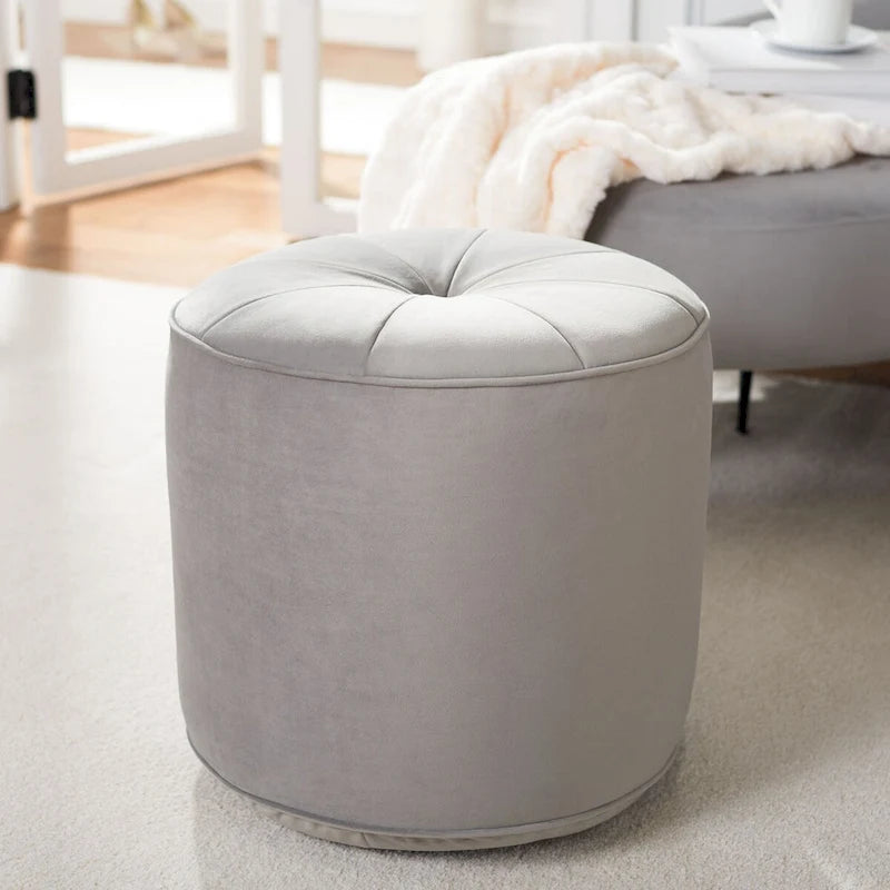 Velvet Cylinder Pouf Ottoman