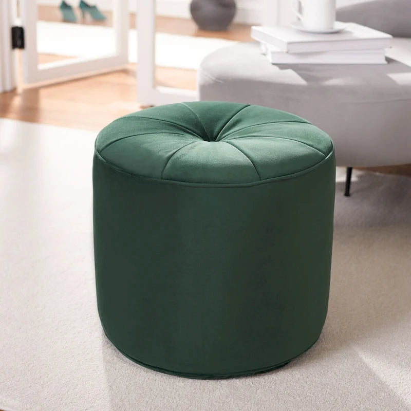Velvet Cylinder Pouf Ottoman