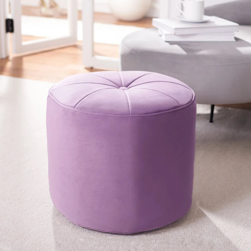 Velvet Cylinder Pouf Ottoman