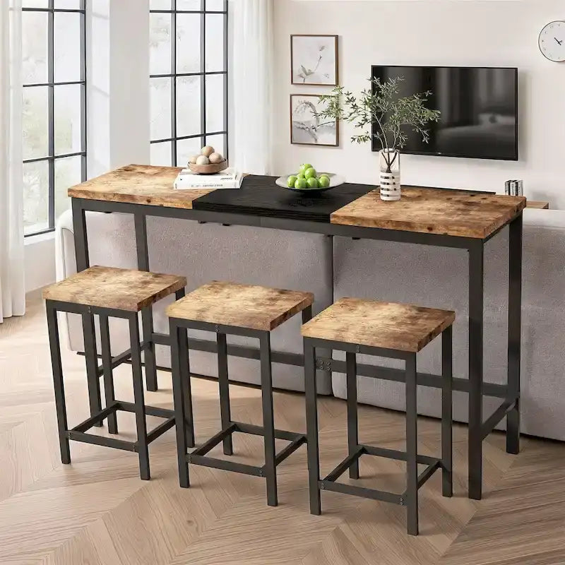 4-Piece Pub Set with Hanging Stool Design