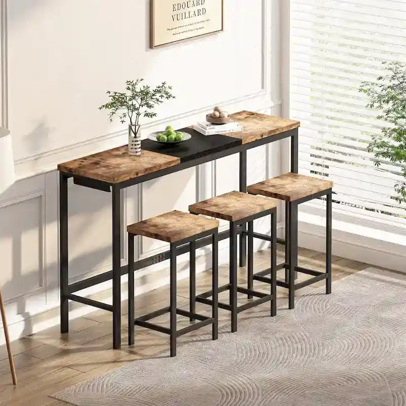 4-Piece Pub Set with Hanging Stool Design