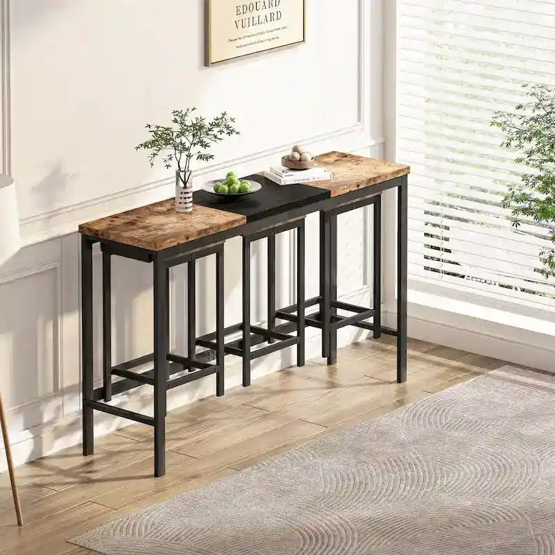 4-Piece Pub Set with Hanging Stool Design