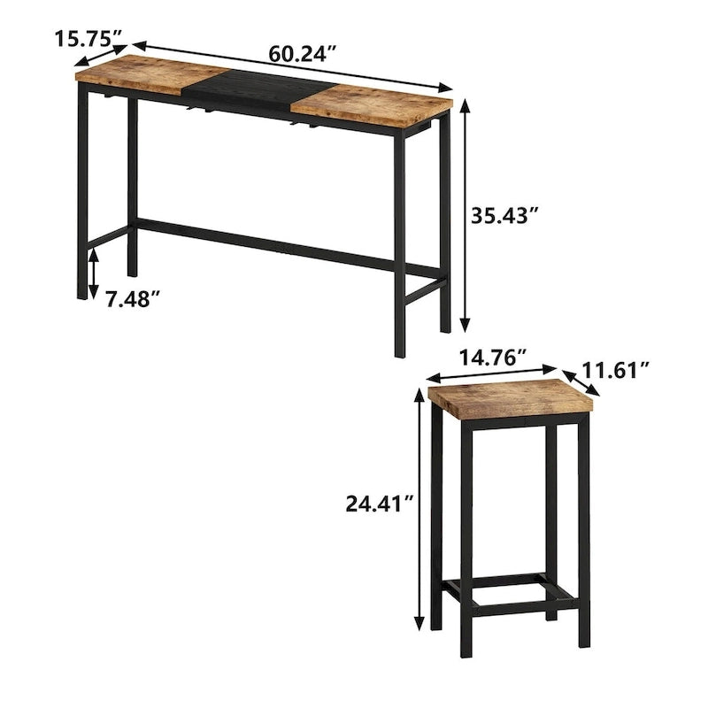 4-Piece Pub Set with Hanging Stool Design