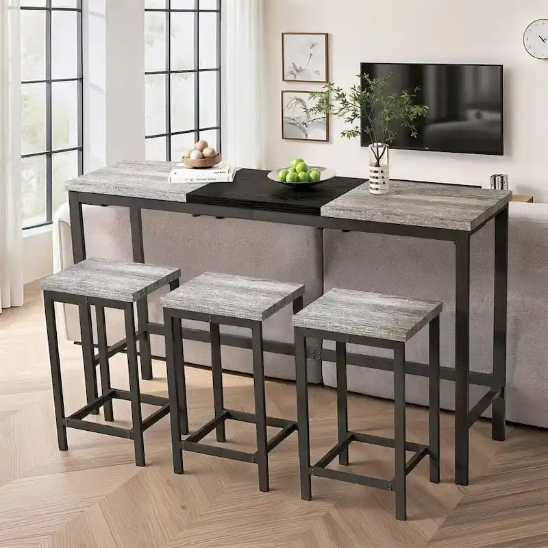 4-Piece Pub Set with Hanging Stool Design
