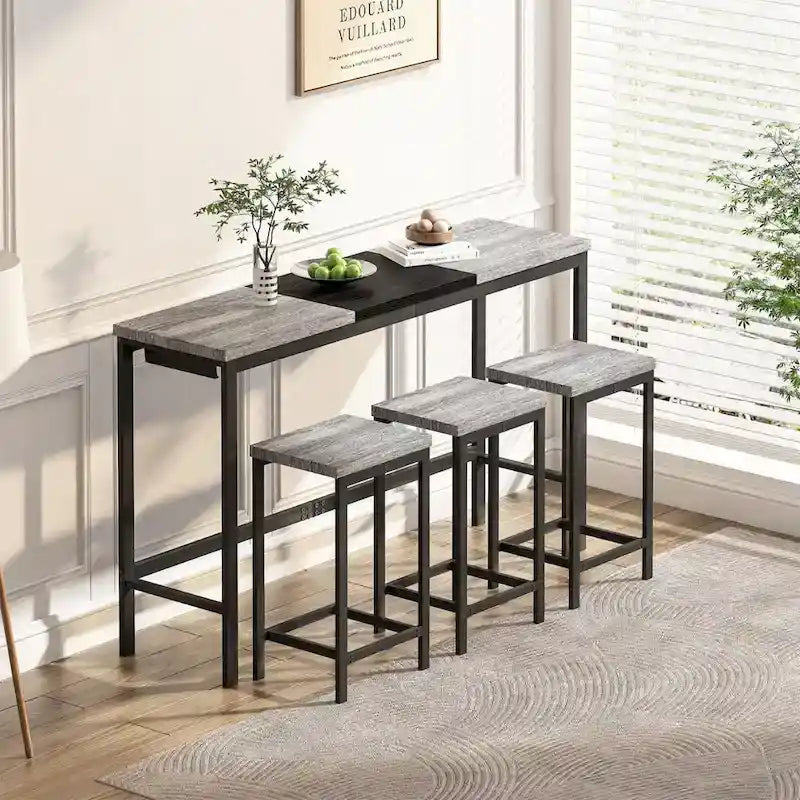 4-Piece Pub Set with Hanging Stool Design