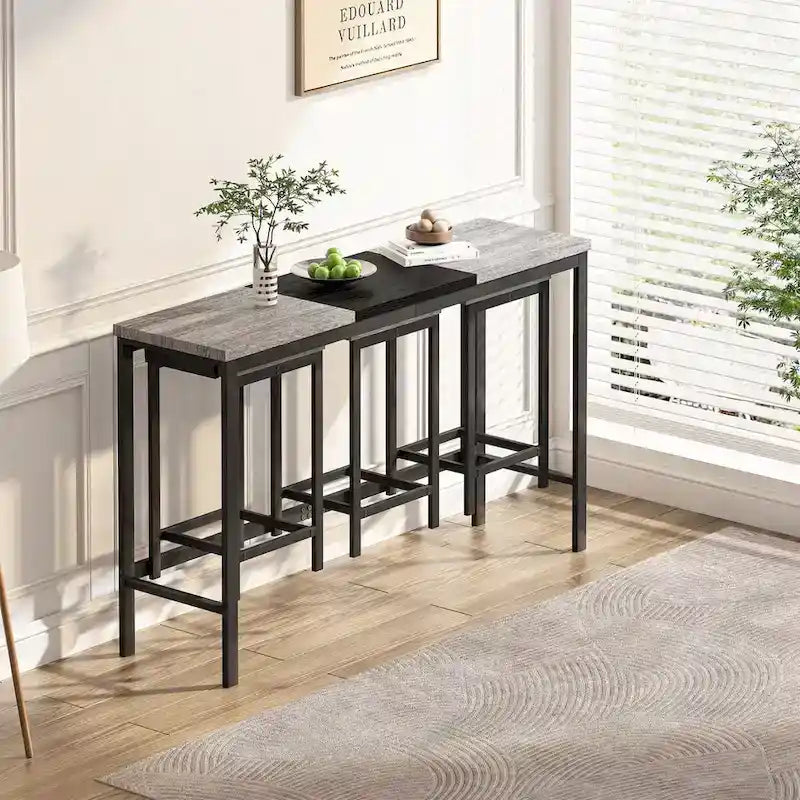 4-Piece Pub Set with Hanging Stool Design