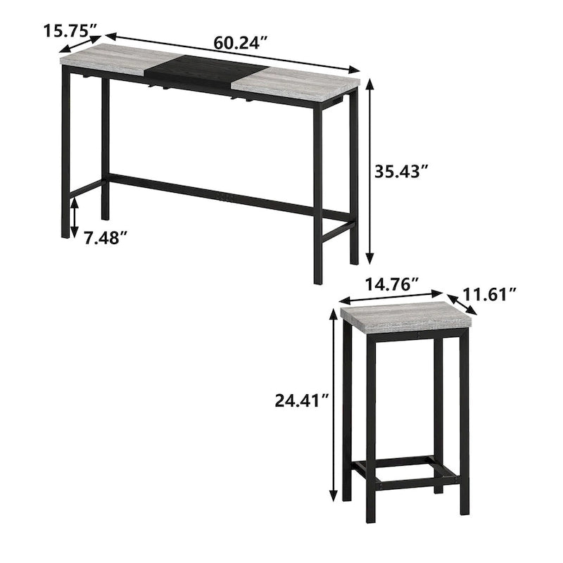 4-Piece Pub Set with Hanging Stool Design