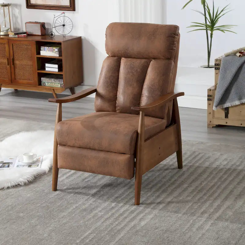 Wood Frame Recliner Armchair