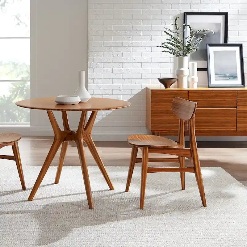 Solid Bamboo Dining Chair - Amber Finish (Set of 2)
