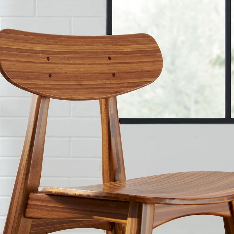 Chaise de salle à manger en bambou massif - finition ambrée (lot de 2)
