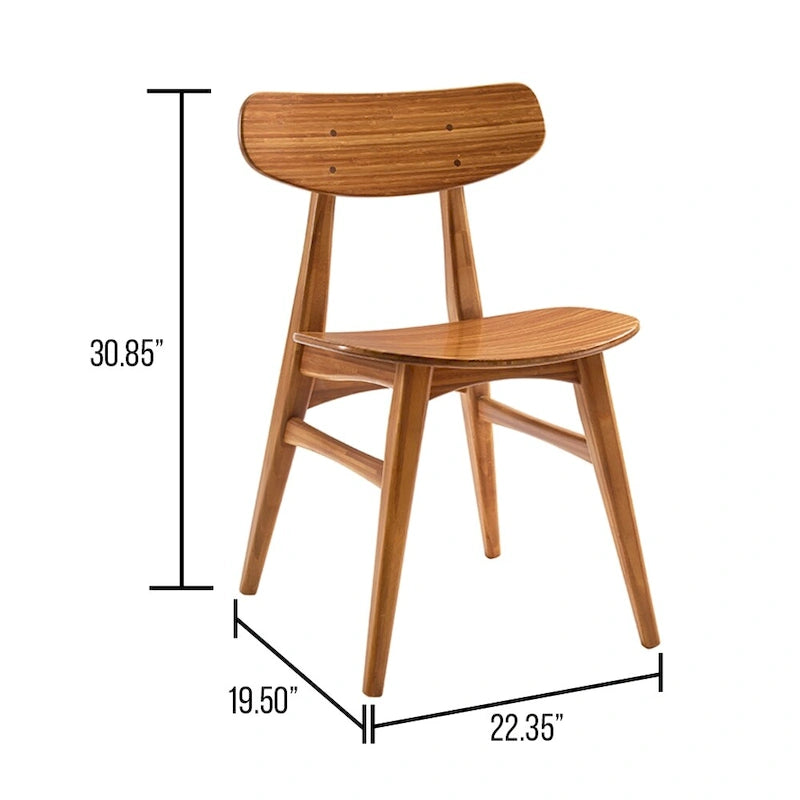 Solid Bamboo Dining Chair - Amber Finish (Set of 2)