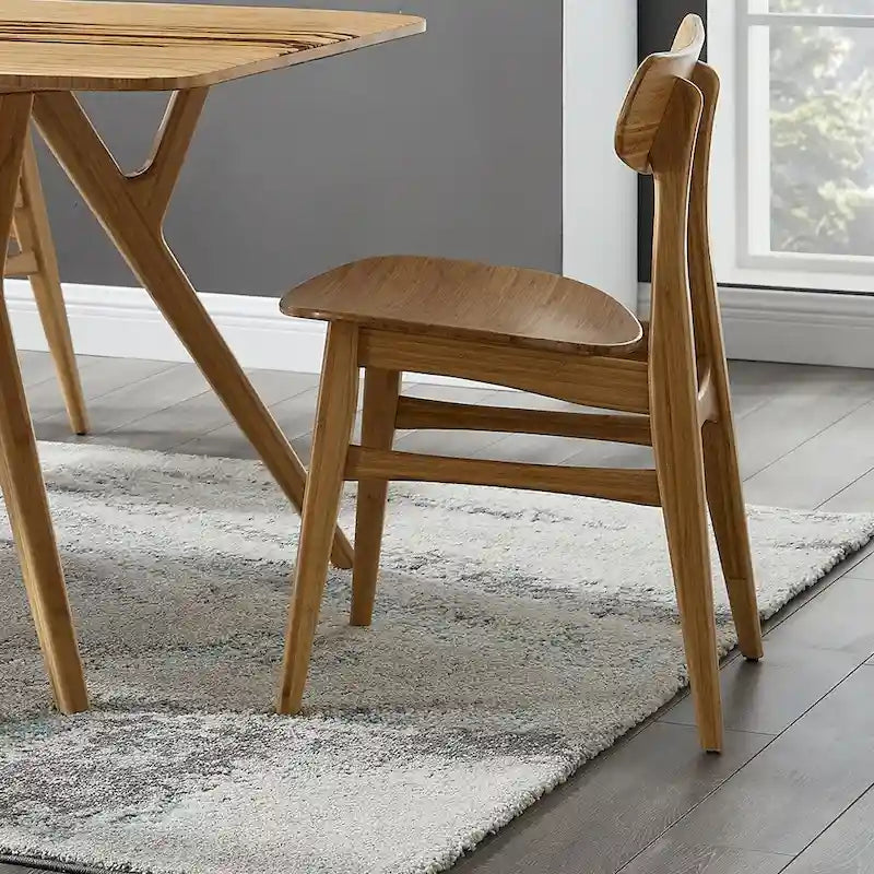 Chaise de salle à manger en bambou massif - finition ambrée (lot de 2)