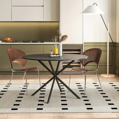 Tavolo da pranzo rotondo moderno con gambe incrociate da 47,24"