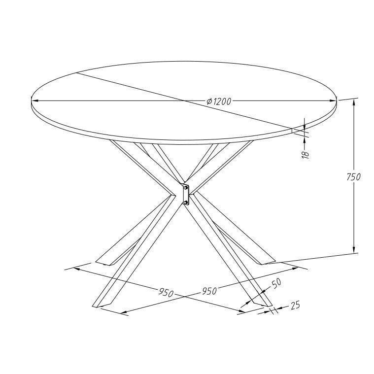 47.24" Modern Cross Leg Round Dining Table