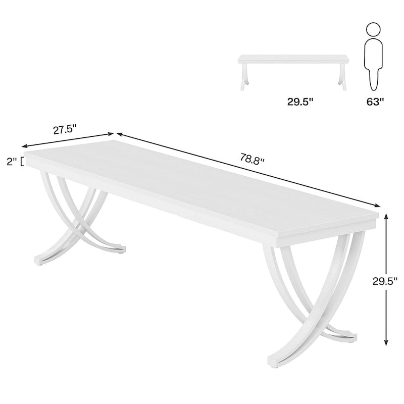 Table de conférence de 6,5 pieds pour 6 à 8 personnes, table de séminaire rectangulaire de 78 pouces de long