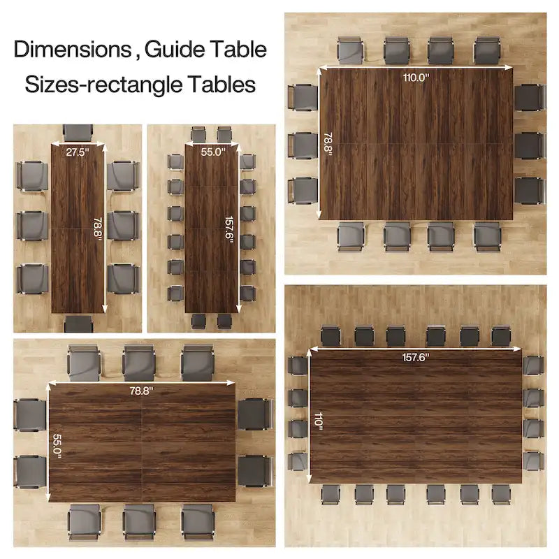 Table de conférence de 6,5 pieds pour 6 à 8 personnes, table de séminaire rectangulaire de 78 pouces de long