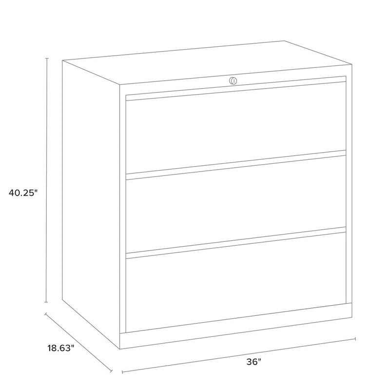36W 3-Drawer Lateral File Cabinet - Matte Texture Finish