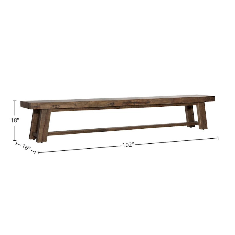 Reclaimed Mango Wood Accent Bench - Medium Brown