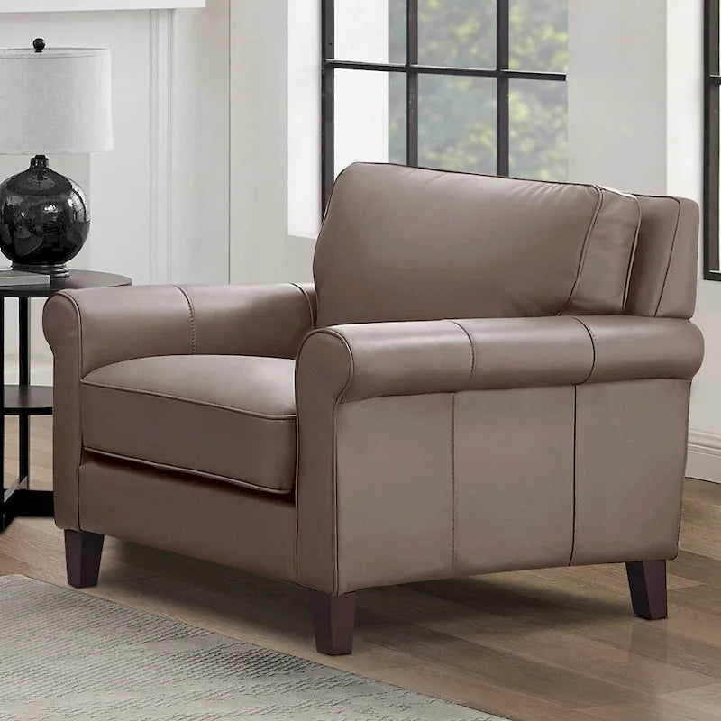 Top-Grain Leather Accent Chair with Pocket Coil Cushions