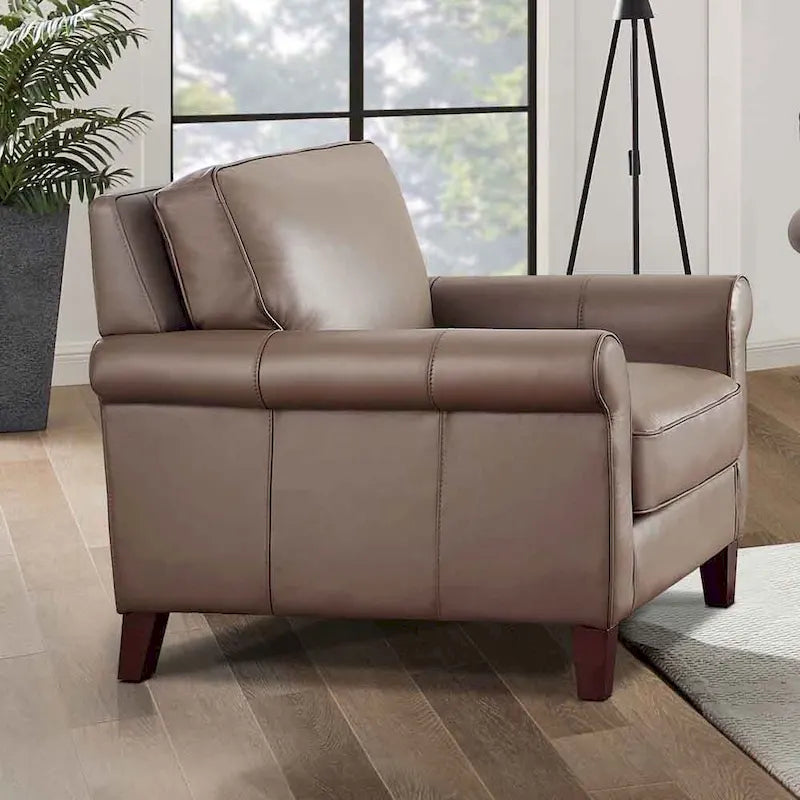 Top-Grain Leather Accent Chair with Pocket Coil Cushions
