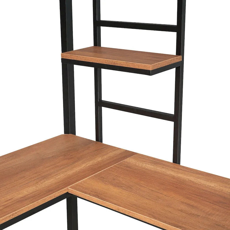 Lit mezzanine simple en métal avec bureau et étagère
