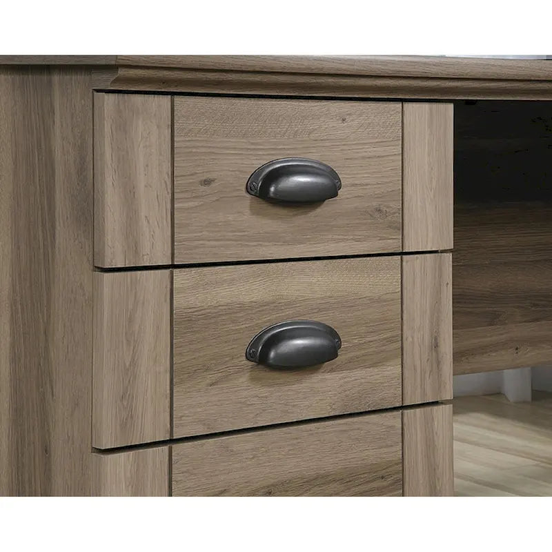 L-förmiger Eckschreibtisch für Führungskräfte - Finish in Salt Oak