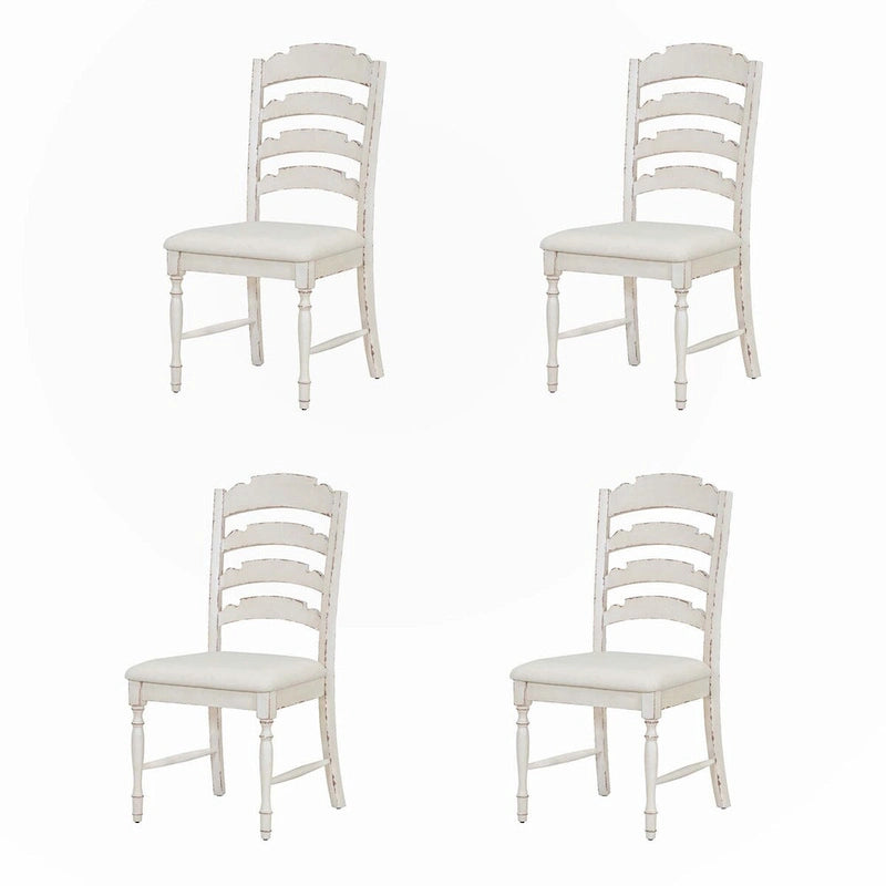 Vintage Traditional 4-Piece Upholstered Dining Chairs, Serrated Dining Backs,Cream