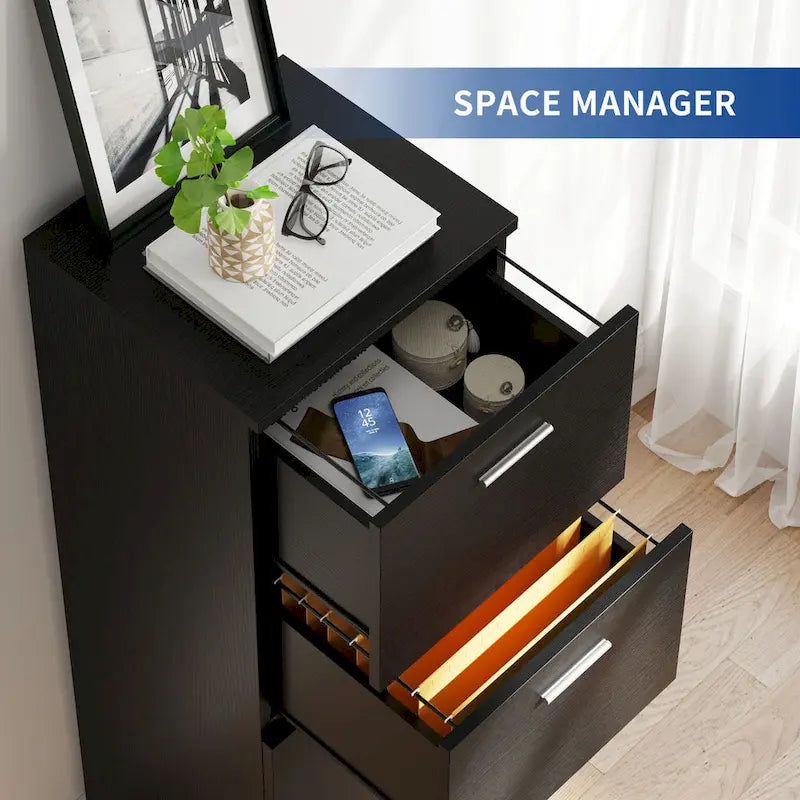 15" Deep Vertical 4-Drawer File Cabinet with Lock - Letter/A4 Size