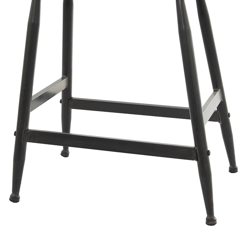 Metall-Barhocker mit brauner Holzsitzfläche - Schwarz